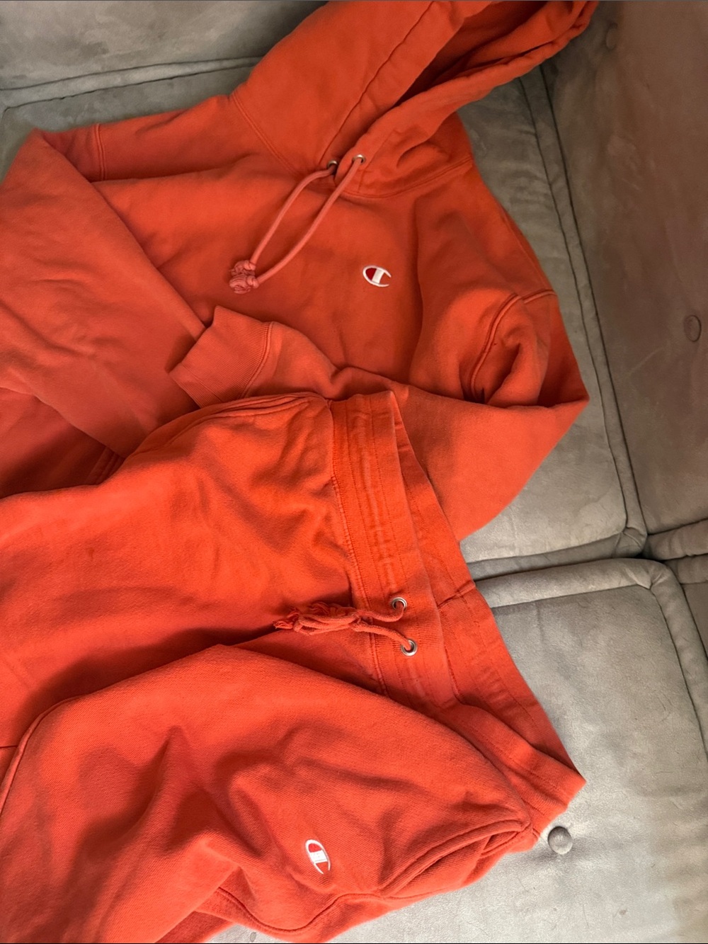Champion Bright Orange Hoodie and Sweats Set! XL